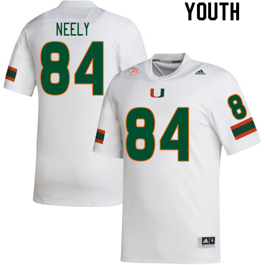 Youth #84 Josh Neely Miami Hurricanes College Football Jerseys Stitched-White - Click Image to Close